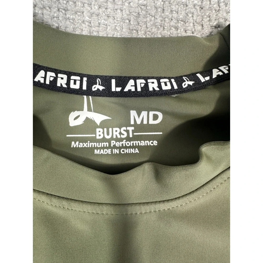 Lafroi Rashguard Mens M Green Burst MMA BJJ Compression Long Sleeve Top